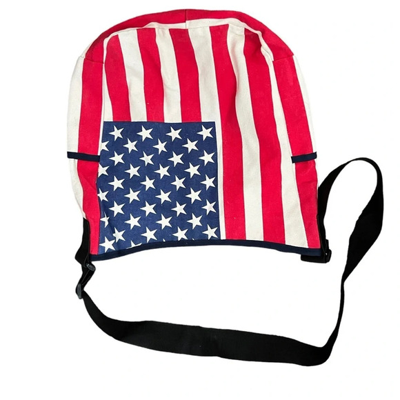 American Flag Canvas Tote with long strap - Picture 2 of 5